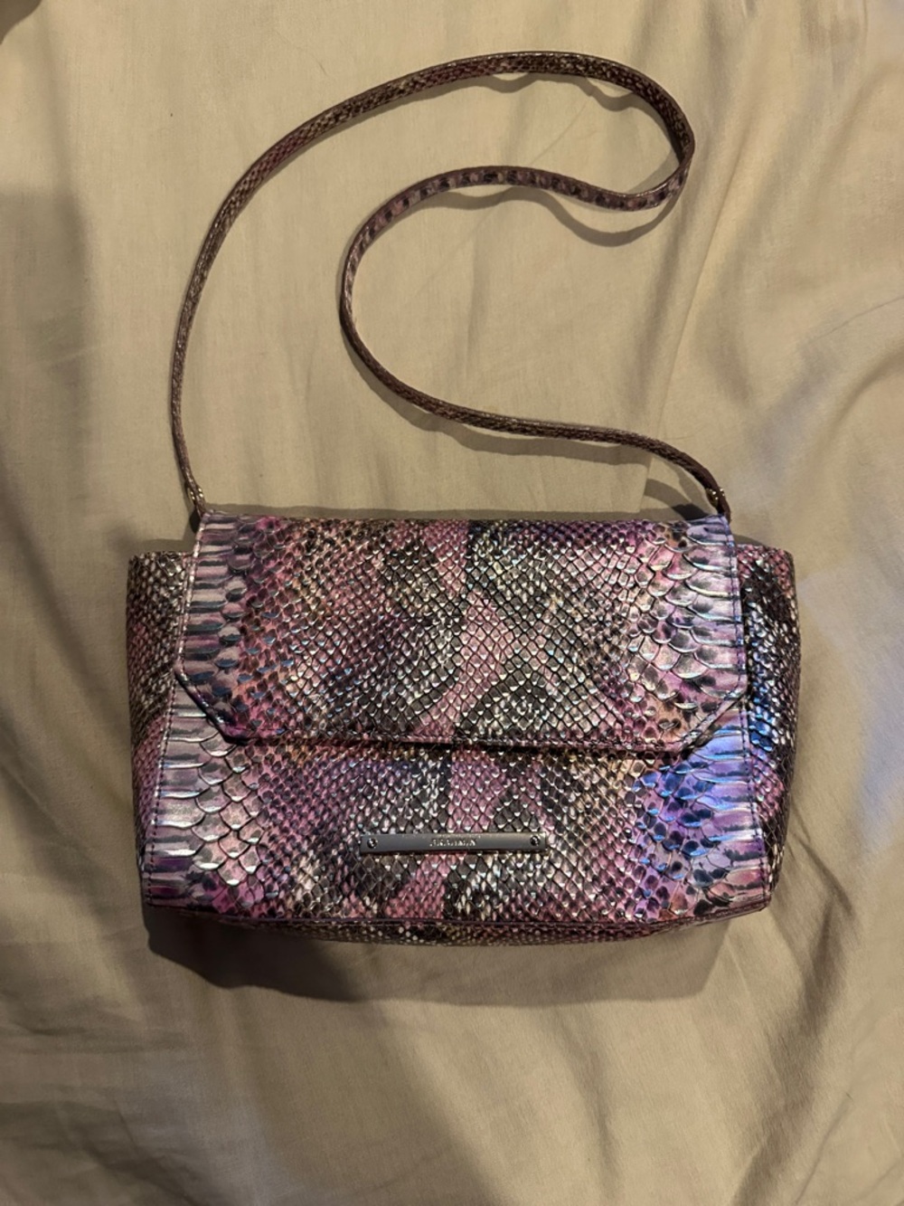 Brahmin Pink and Purple Snakeskin Crossbody Bag